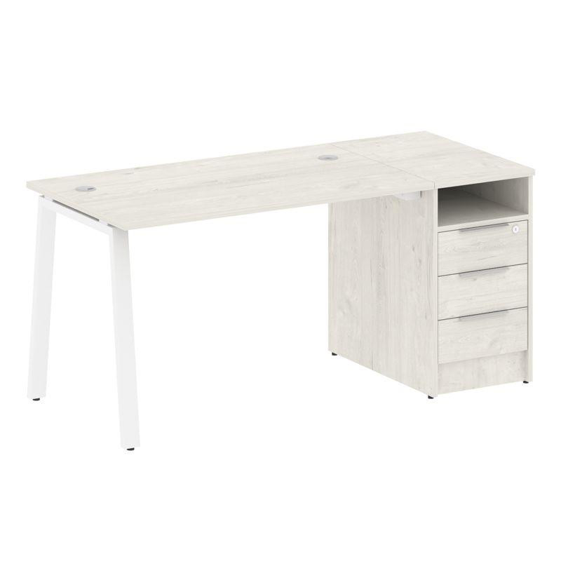 Metal System Рабочая станция с тумбой на А-образном м/к БА.РС-СТП-1.2 Дуб Наварра/Металл Белый 1612* Metal System Рабочая станция с тумбой на А-образном м/к БА.РС-СТП-1.2 Дуб Наварра/Металл Белый 1612*