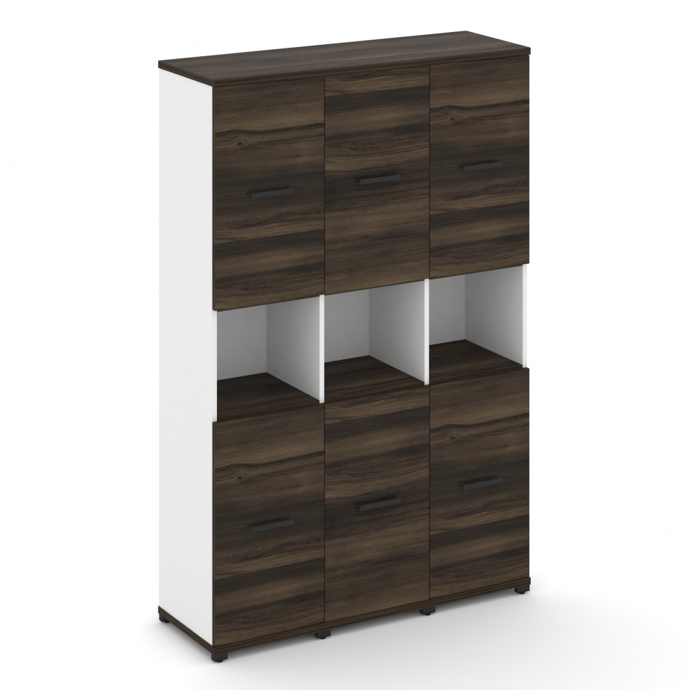 Concept Шкаф 3 узкие секции, 5 ниш CN.STU-533 B Дуб Мали/Белый Бриллиант/Металл Черный 1252*420*1922