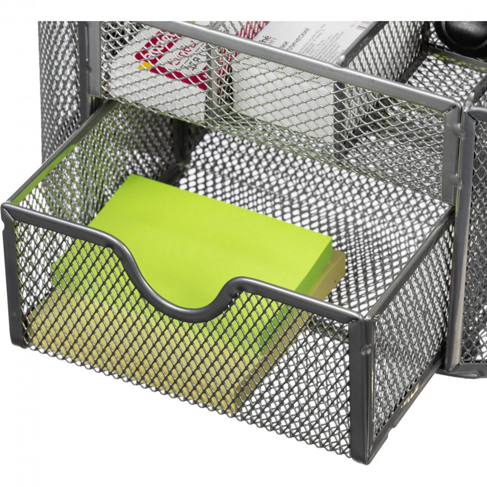 Подставка-органайзер д/канц.мелочей Комус 9от мет сетка 220х110х105мм сереб