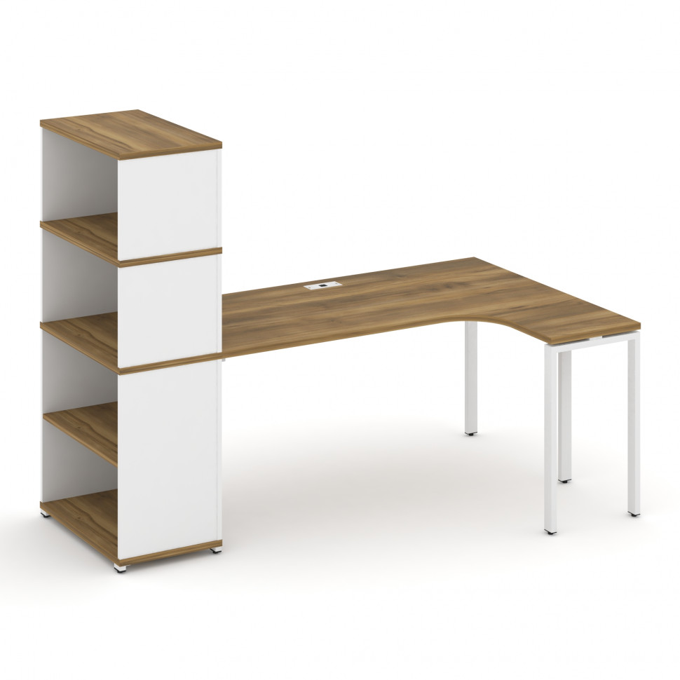 Concept Стол эргономичный с опорным стеллажом с надставкой выс. CN.SA-208(R) Сандал Янтарный/Белый Б