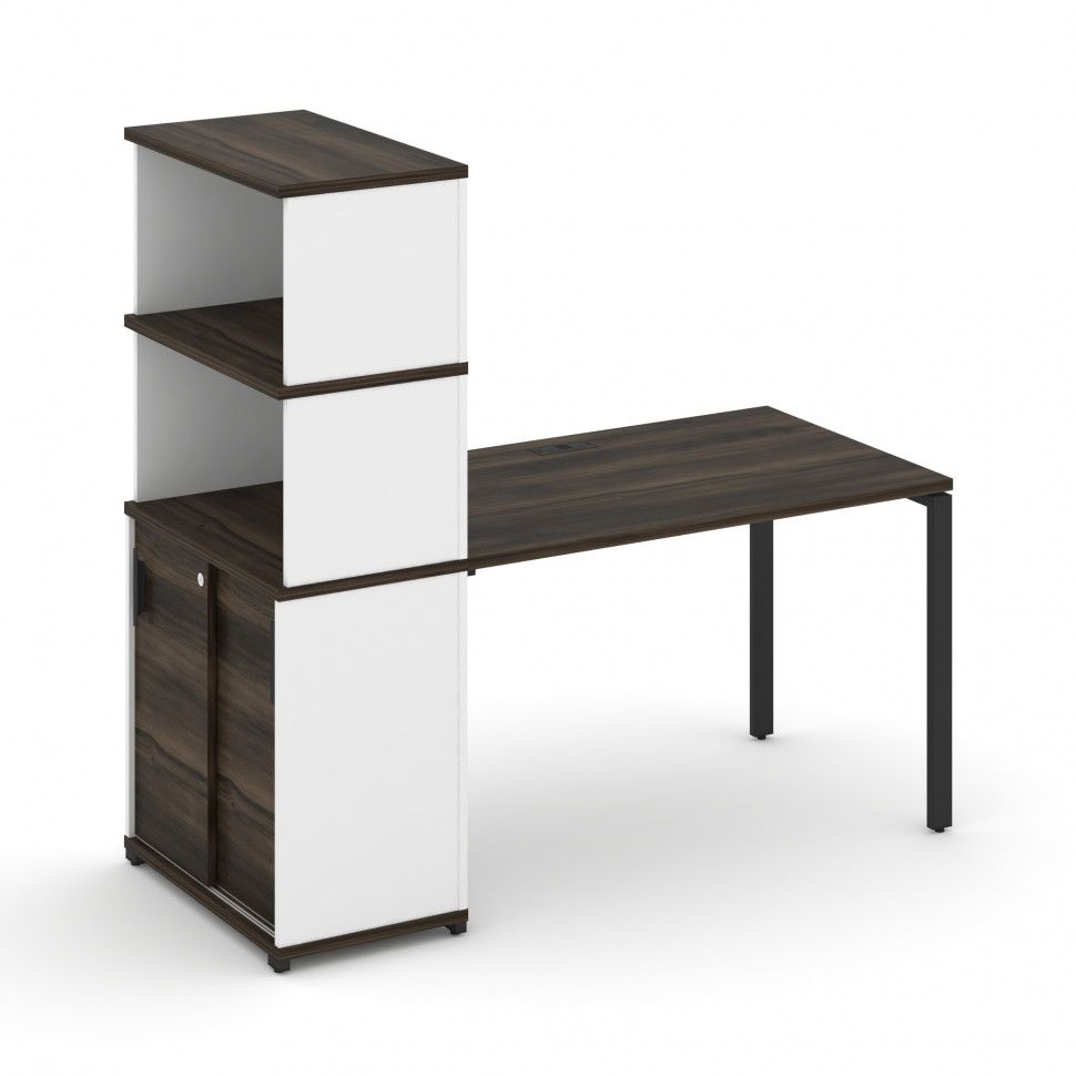 Concept Стол рабочий с опорным шкафом-купе с надставкой выс. CN.SP-242 B Дуб Мали/Белый Бриллиант/Ме