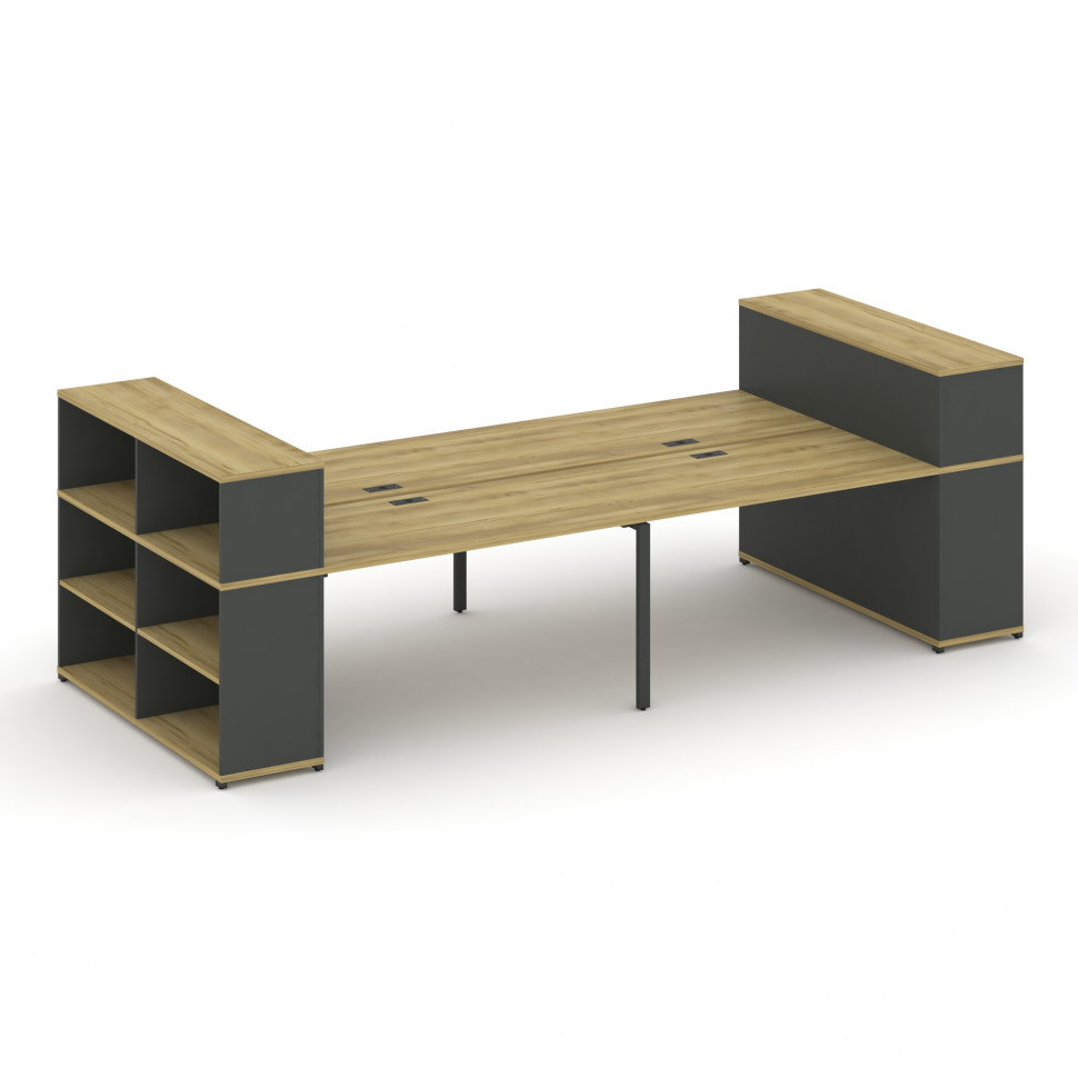 Concept Рабочая станция с опорными стеллажами с надставкой низ. CN.DRS-254 Дуб Винченцо/Антрацит/Мет Concept Рабочая станция с опорными стеллажами с надставкой низ. CN.DRS-254 Дуб Винченцо/Антрацит/Мет