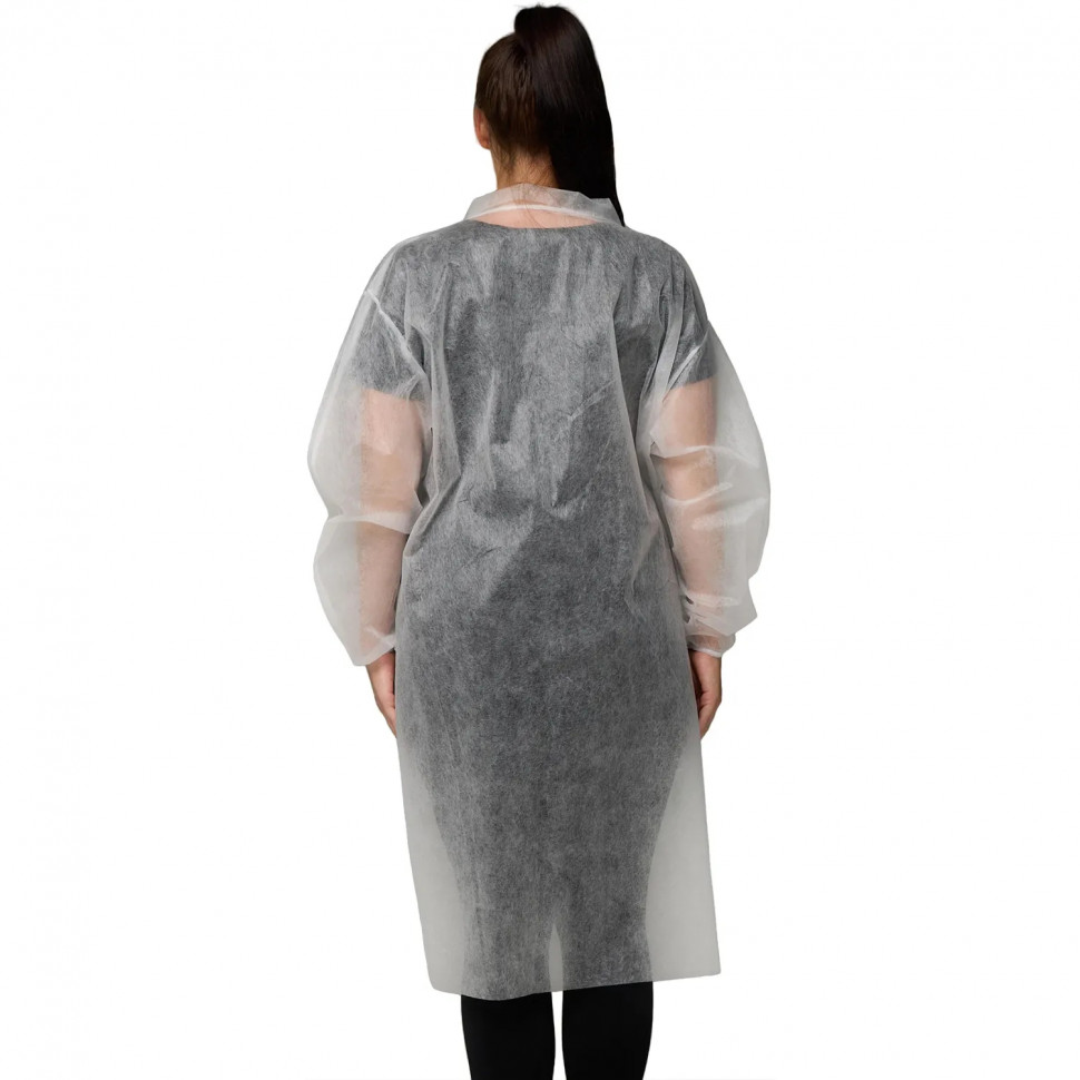 Халат н/с процед, рук.рез, 4кн, XXXL(60-62), пл30, бел, Комус, 10шт/уп