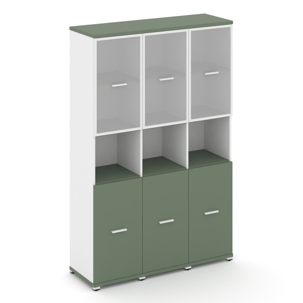 Concept Шкаф 3 узкие секции, 5 ниш CN.STU-533 RMW W Кобо/Белый Бриллиант/Металл Белый/Сатин 1252*420