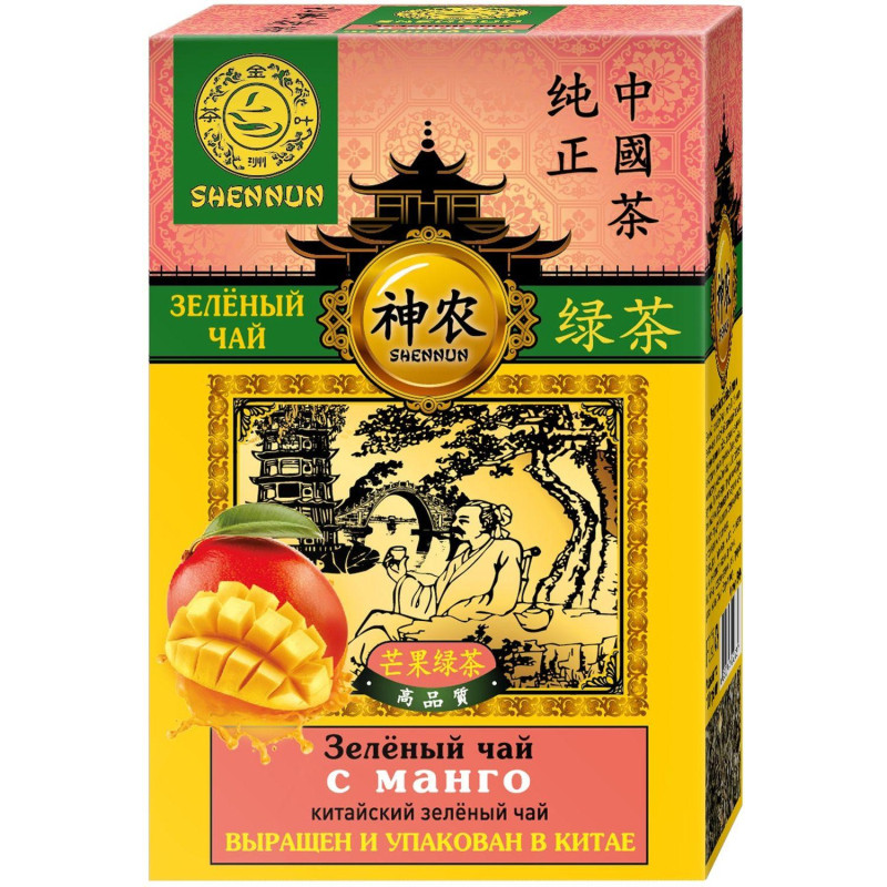 Чай Shennun зеленый с манго листовой, 100г В13034
