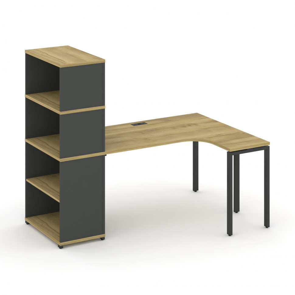 Concept Стол эргономичный с опорным стеллажом с надставкой выс. CN.SA-207(R) Дуб Винченцо/Антрацит/М