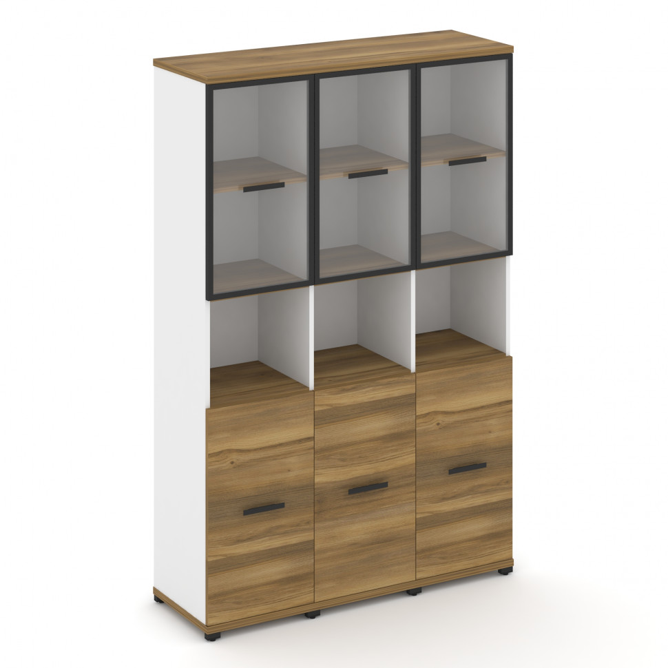 Concept Шкаф 3 узкие секции, 5 ниш CN.STU-533 RPB B Сандал Янтарный/Белый Бриллиант/Металл Черный/Пр