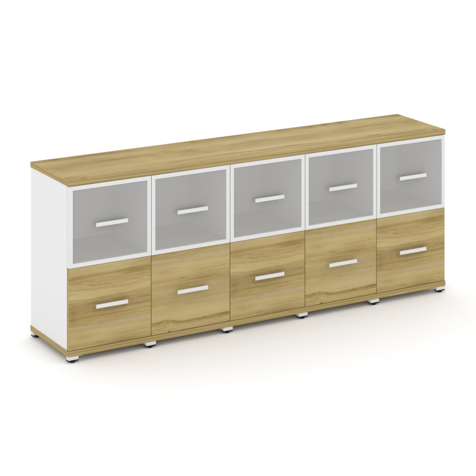 Concept Шкаф 5 узких секций, 2 ниши CN.STU-252 RMW W Дуб Винченцо/Белый Бриллиант/Металл Белый/Сатин