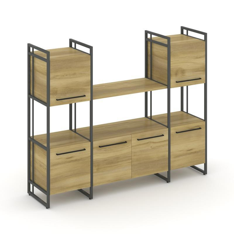 Rift Шкаф комбинированый RF.NS-002 Дуб Винченцо/Металл Антрацит/Черный Ручки 1598*396*1286