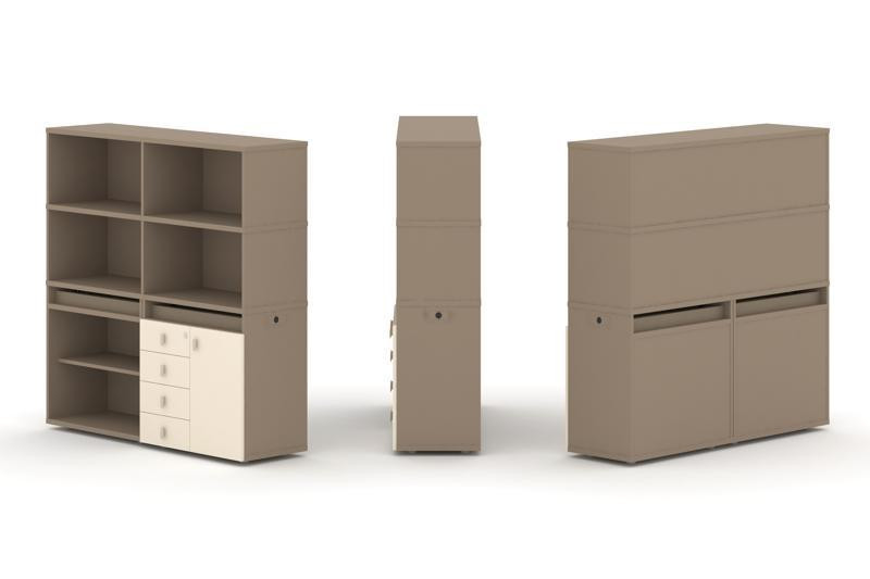 Estetica Набор №10. Тумба двойная+высокая надставка ES.NB.2V-10 Латте/Сатин 1500*410*1520