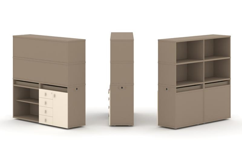 Estetica Набор №10. Тумба двойная+высокая надставка ES.NB.2V-10 Латте/Сатин 1500*410*1520