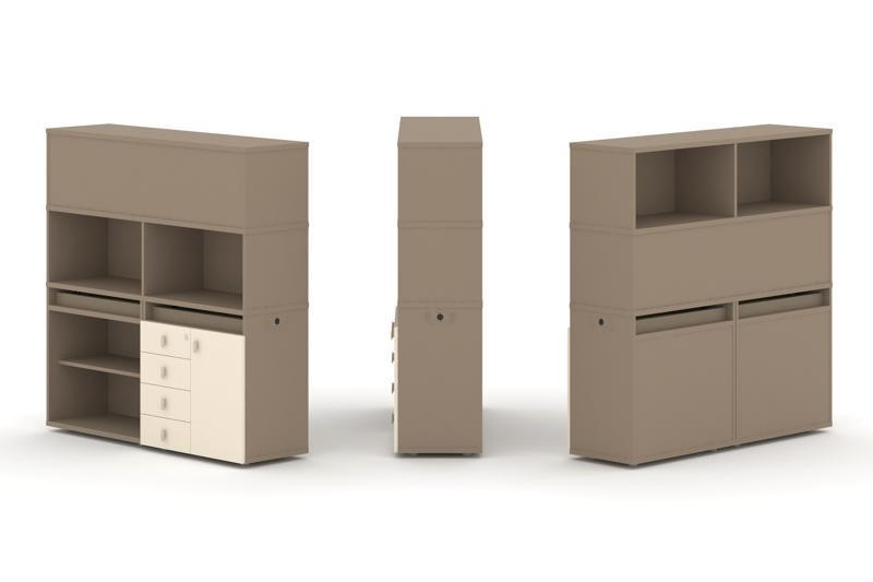 Estetica Набор №10. Тумба двойная+высокая надставка ES.NB.2V-10 Латте/Сатин 1500*410*1520