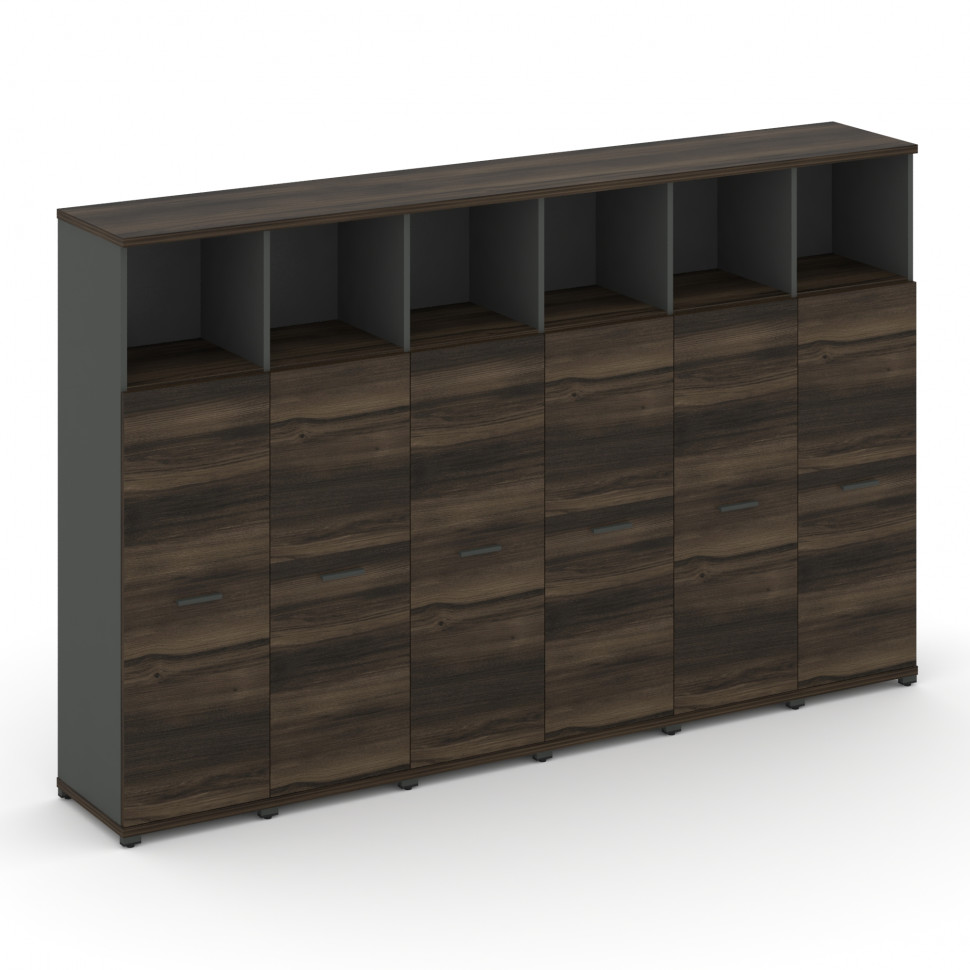 Concept Шкаф 6 узких секций, 4 ниши CN.STU-463 A Дуб Мали/Антрацит/Металл Антрацит 2500*420*1554