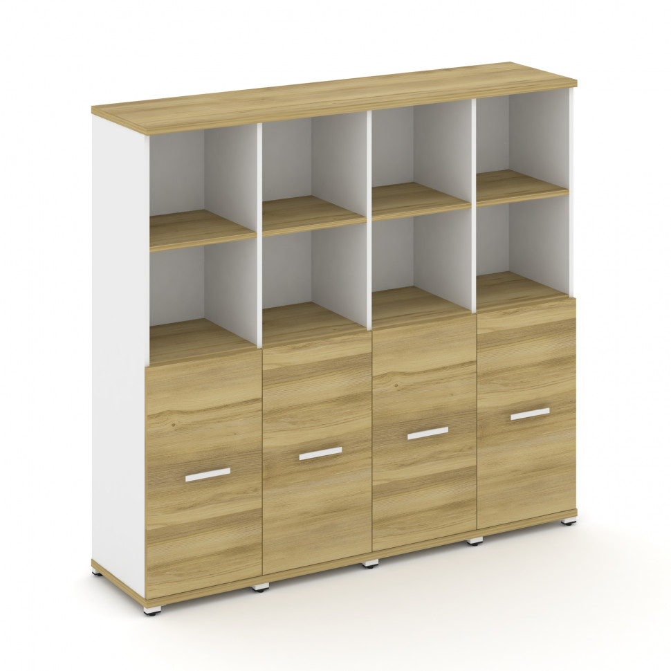 Concept Шкаф 4 узкие секции, 4 ниши CN.STU-441 W Дуб Винченцо/Белый Бриллиант/Металл Белый 1668*420*