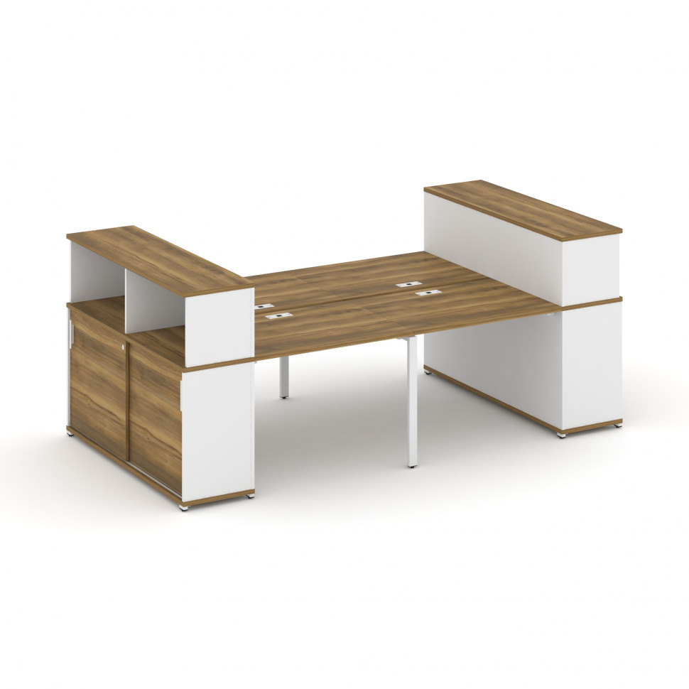 Concept Рабочая станция с опорными шкафами-купе с надставкой низ. CN.DRS-281 W Сандал Янтарный/Белый