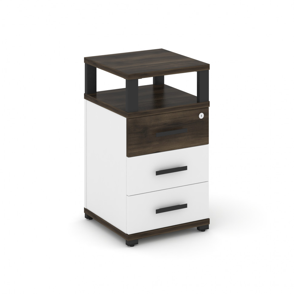 Concept Тумба приставная 3 ящ. с надставкой CN.TUP-003 B Дуб Мали/Белый Бриллиант/Металл Черный 420* Concept Тумба приставная 3 ящ. с надставкой CN.TUP-003 B Дуб Мали/Белый Бриллиант/Металл Черный 420*