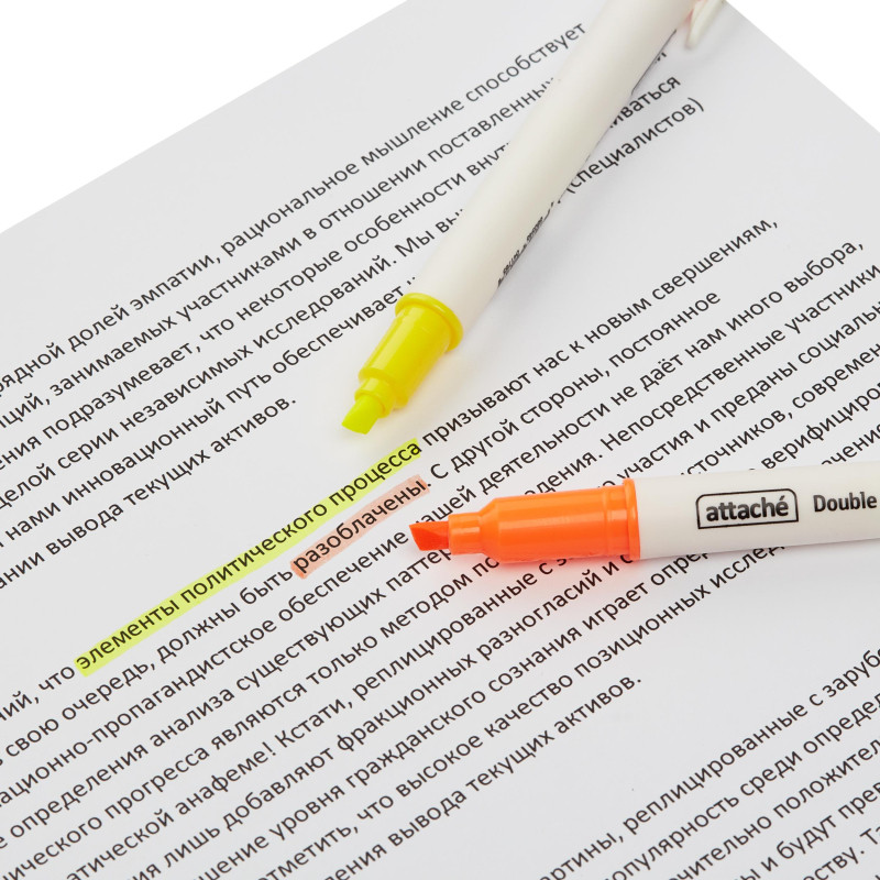 Маркер текстовыделитель Attache Double 1-4 мм желт/оранжевый