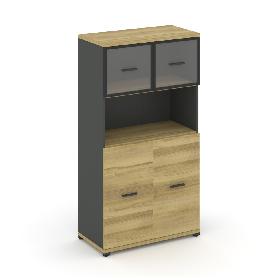 Concept Шкаф 1 широкая секция, 4 ниши CN.STS-415 RPB A Дуб Винченцо/Антрацит/Металл Антрацит/Прозрач