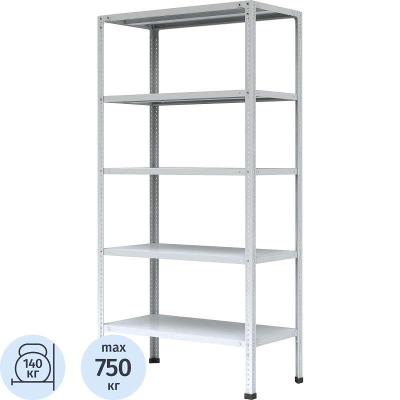 Стеллаж металлический 0MX_P_МС-255 с 5-ю полками 1000х500х2000