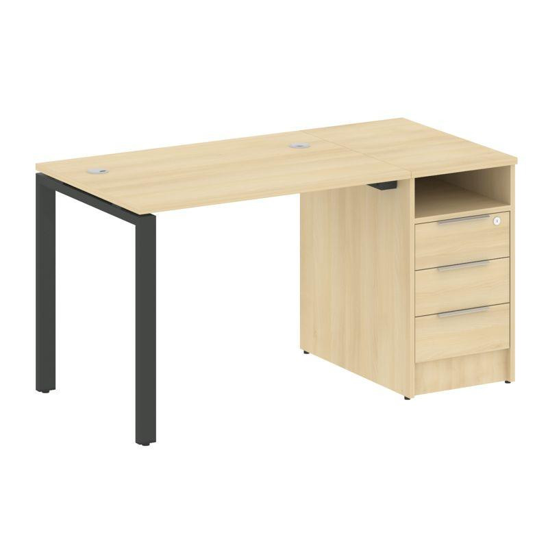 Metal System Рабочая станция с тумбой на П-образном м/к БП.РС-СТП-1.1 Акация Лорка/Металл Антрацит 1