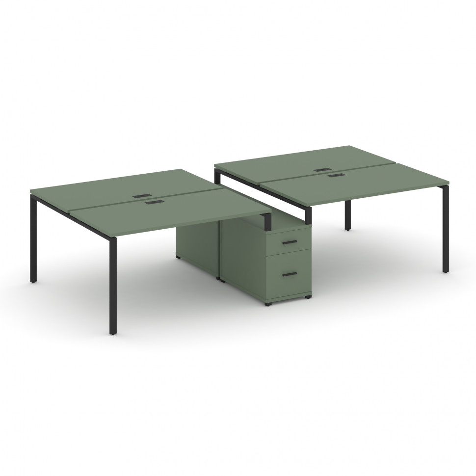 Concept Рабочая станция 4 места с двухсторонней опорной тумбой CN.DRS-315 B Кобо/Металл Черный 2872*