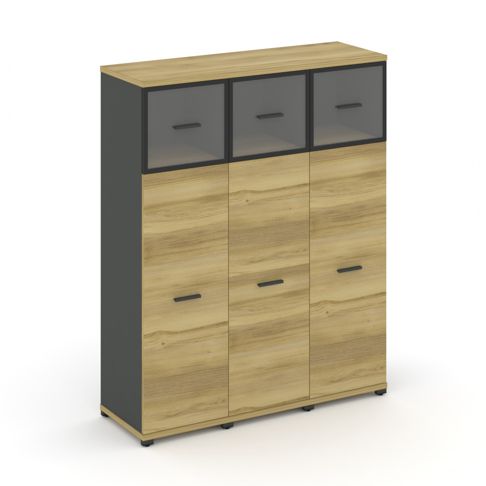 Concept Шкаф 3 узкие секции, 4 ниши CN.STU-434 RPB A Дуб Винченцо/Антрацит/Металл Антрацит/Прозрачны