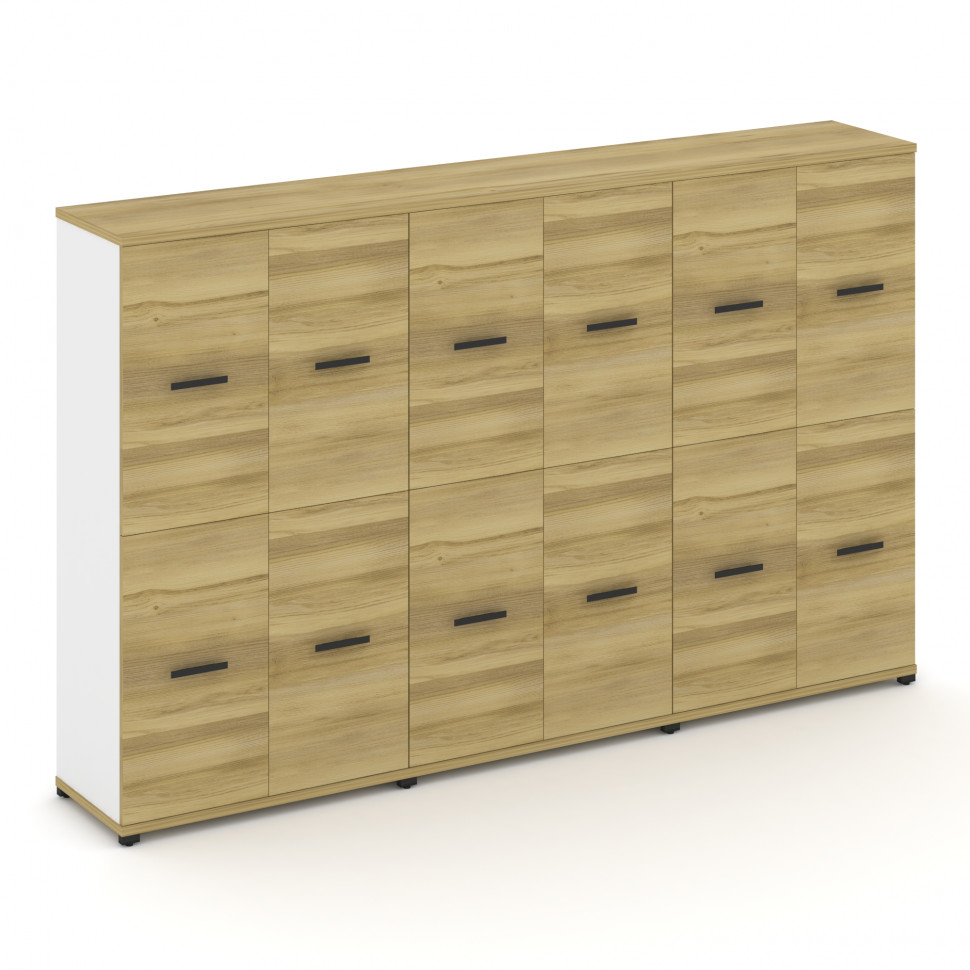 Concept Шкаф 3 широкие секции, 4 ниши CN.STS-432 B Дуб Винченцо/Белый Бриллиант/Металл Черный 2500*4