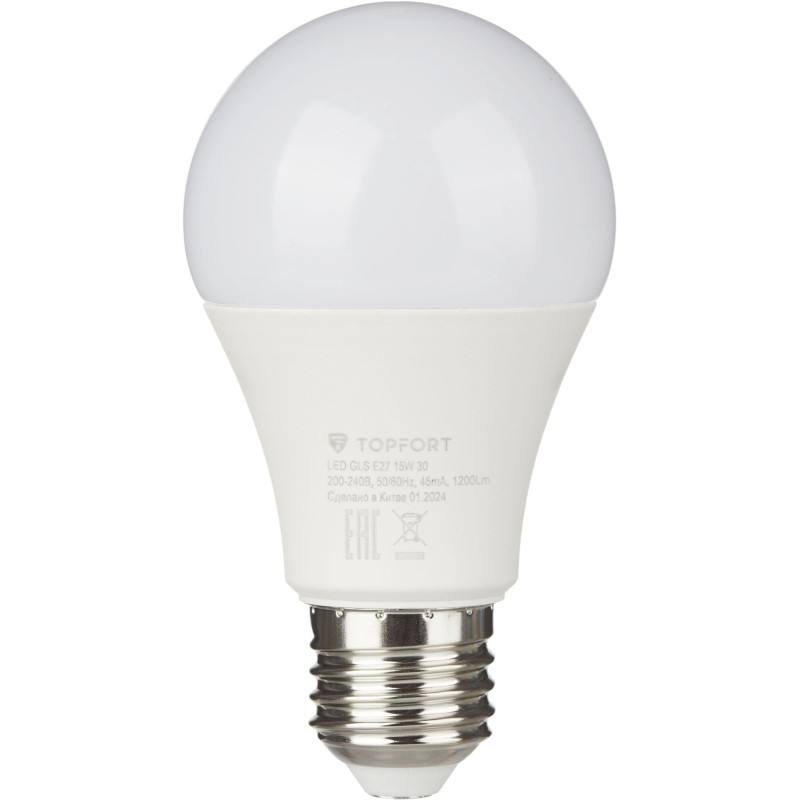 Лампа светодиодная Topfort E27 15W 3000K груша