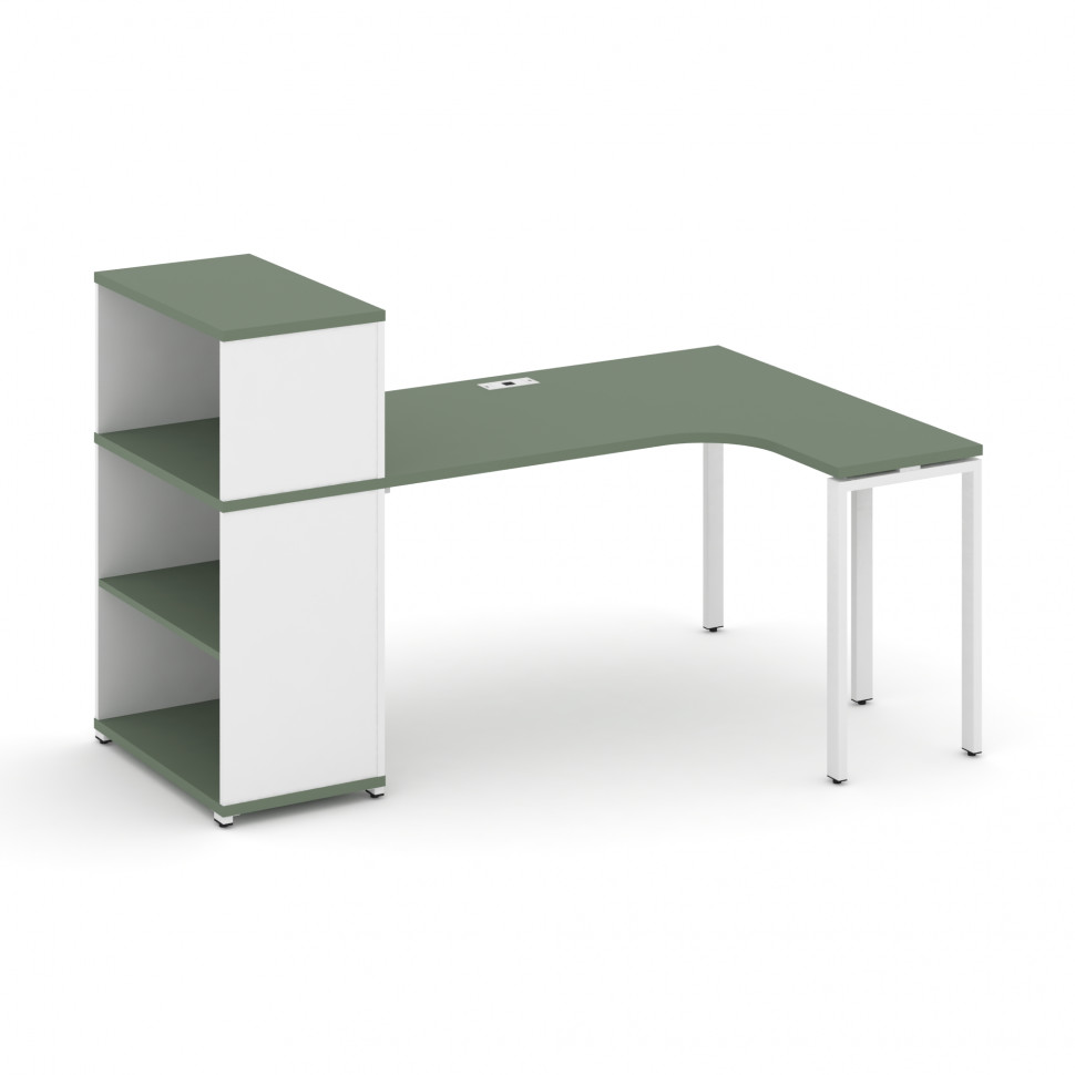 Concept Стол эргономичный с опорным стеллажом с надставкой низ. CN.SA-205(R) Кобо/Белый Бриллиант/Ме