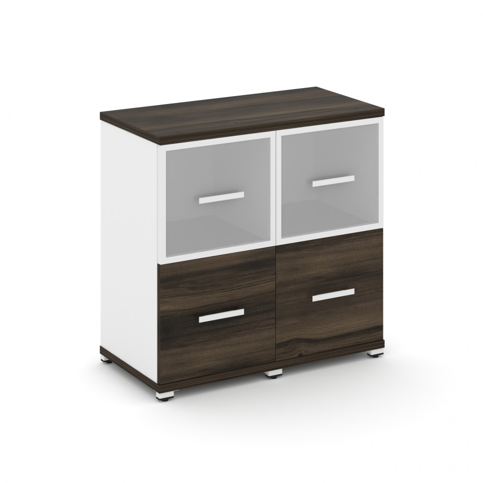 Concept Шкаф 2 узкие секции, 2 ниши CN.STU-222 RMW W Дуб Мали/Белый Бриллиант/Металл Белый/Сатин 836