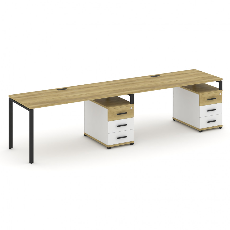 Concept Рабочая станция 2 места с 2 опорными тумбами CN.ORS-312 B Дуб Винченцо/Белый Бриллиант/Метал Concept Рабочая станция 2 места с 2 опорными тумбами CN.ORS-312 B Дуб Винченцо/Белый Бриллиант/Метал