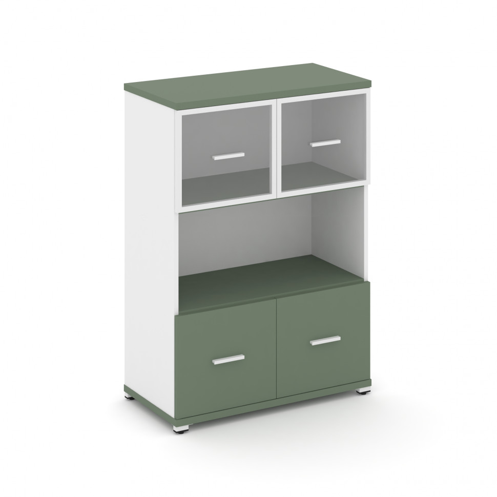 Concept Шкаф 1 широкая секция, 3 ниши CN.STS-315 RPW W Кобо/Белый Бриллиант/Металл Белый/Прозрачный