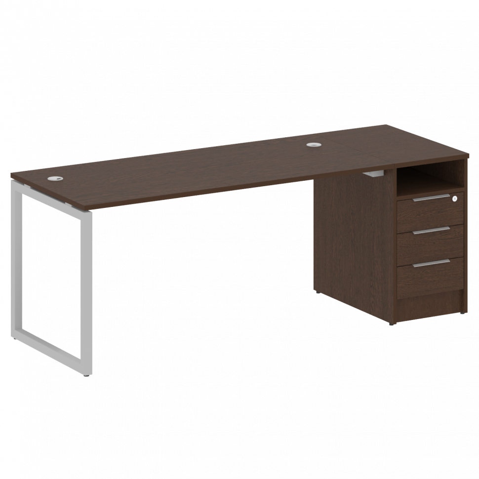 Metal System Quattro Рабочая станция с тумбой на О-образном м/к 40БО.РС-СТП-1.4 Венге Цаво/Металл Се