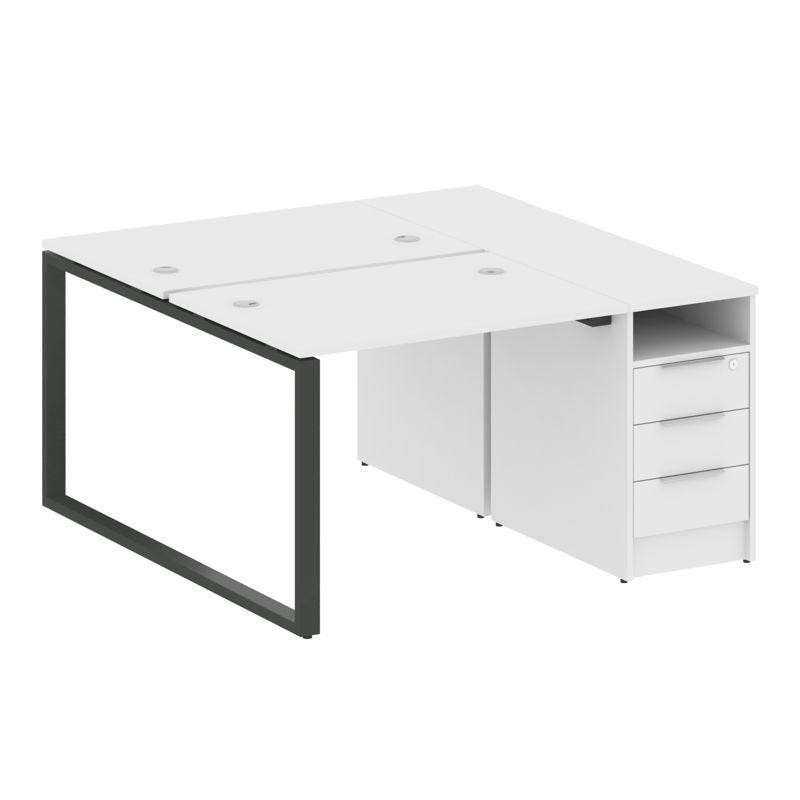 Metal System Рабочая станция с тумбой на О-образном м/к БО.РС-СТП-2.1 Белый/Металл Антрацит 1412*147