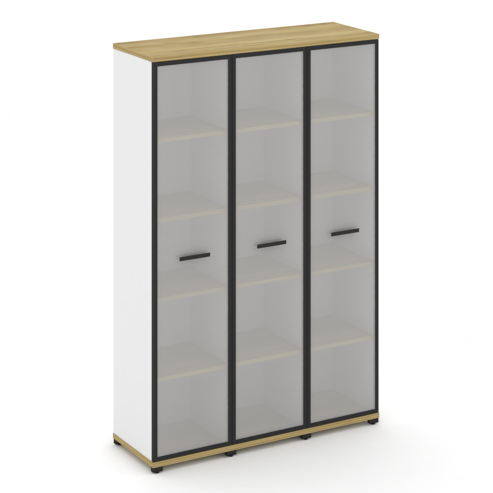 Concept Шкаф 3 узкие секции, 5 ниш CN.STU-538 RMB B Дуб Винченцо/Белый Бриллиант/Металл Черный/Сатин