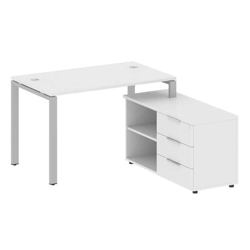 Metal System Рабочая станция с тумбой на П-образном м/к БП.РС-СТС-2.2 (R) Белый/Металл Серый 1300*15 Metal System Рабочая станция с тумбой на П-образном м/к БП.РС-СТС-2.2 (R) Белый/Металл Серый 1300*15