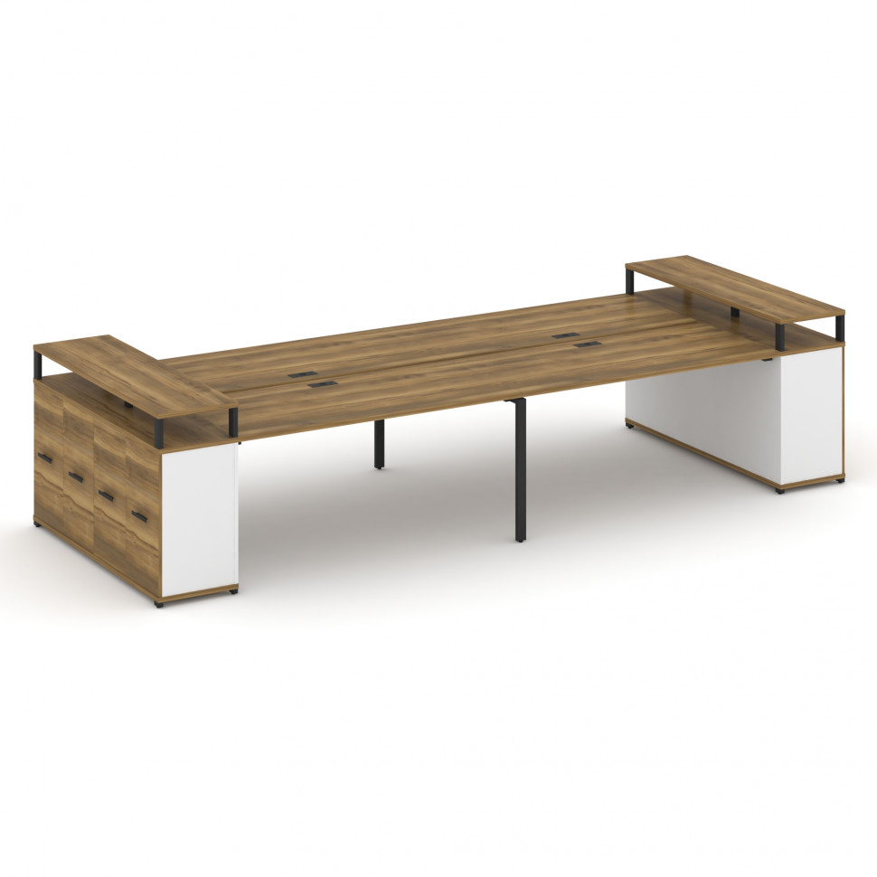 Concept Рабочая станция с опорными распаш. шкафами с верх. горизонтами  CN.DRS-268 B Сандал Янтарный