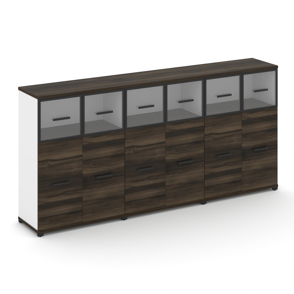 Concept Шкаф 3 широкие секции, 3 ниши CN.STS-334 RPB B Дуб Мали/Белый Бриллиант/Металл Черный/Прозра