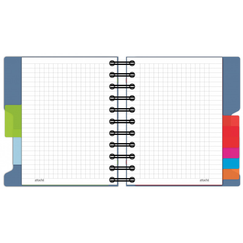 Блокнот А6,200л,клетка,греб. Attache Selection Office book синий металлик