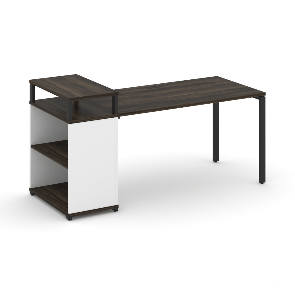 Concept Стол рабочий с опорным стеллажом с верх. горизонтом  CN.SP-207 Дуб Мали/Белый Бриллиант/Мета