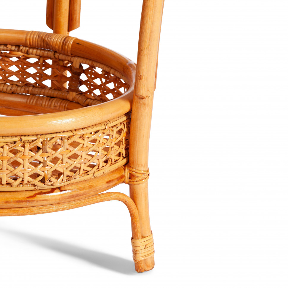 ТЕРРАСНЫЙ КОМПЛЕКТ "PELANGI" (стол со стеклом + 2 кресла) /без подушек/ ротанг, кресло 65х65х77см, стол диаметр 64х61см, Honey (мед)