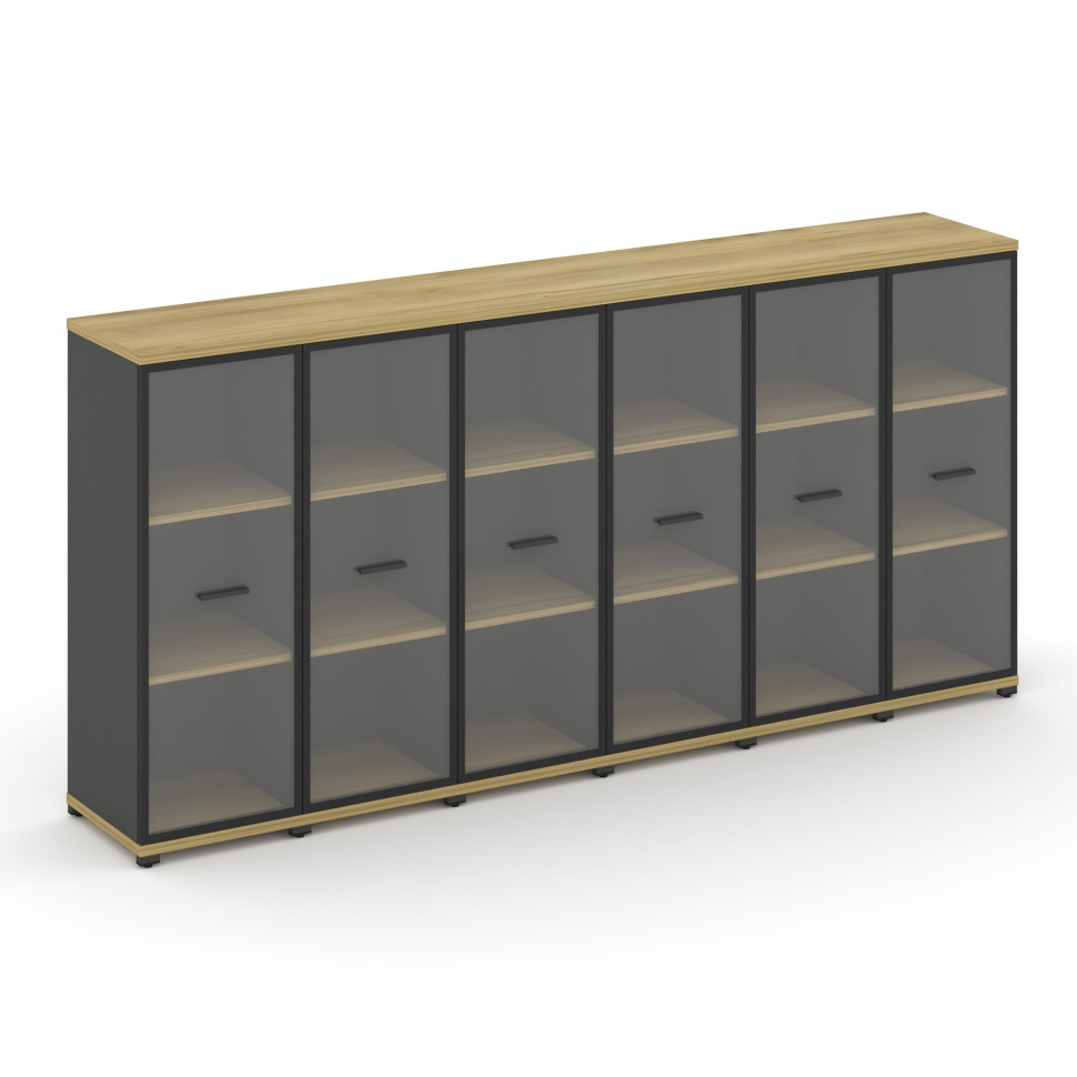 Concept Шкаф 6 узких секций, 3 ниши CN.STU-366 RPB A Дуб Винченцо/Антрацит/Металл Антрацит/Прозрачны