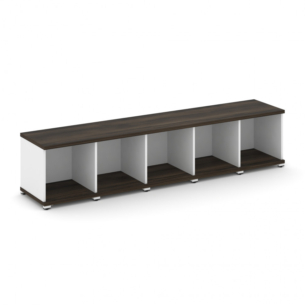 Concept Стеллаж 5 узких секций, 1 ниша CN.STU-150 Дуб Мали/Белый Бриллиант/Металл Белый 2084*420*450