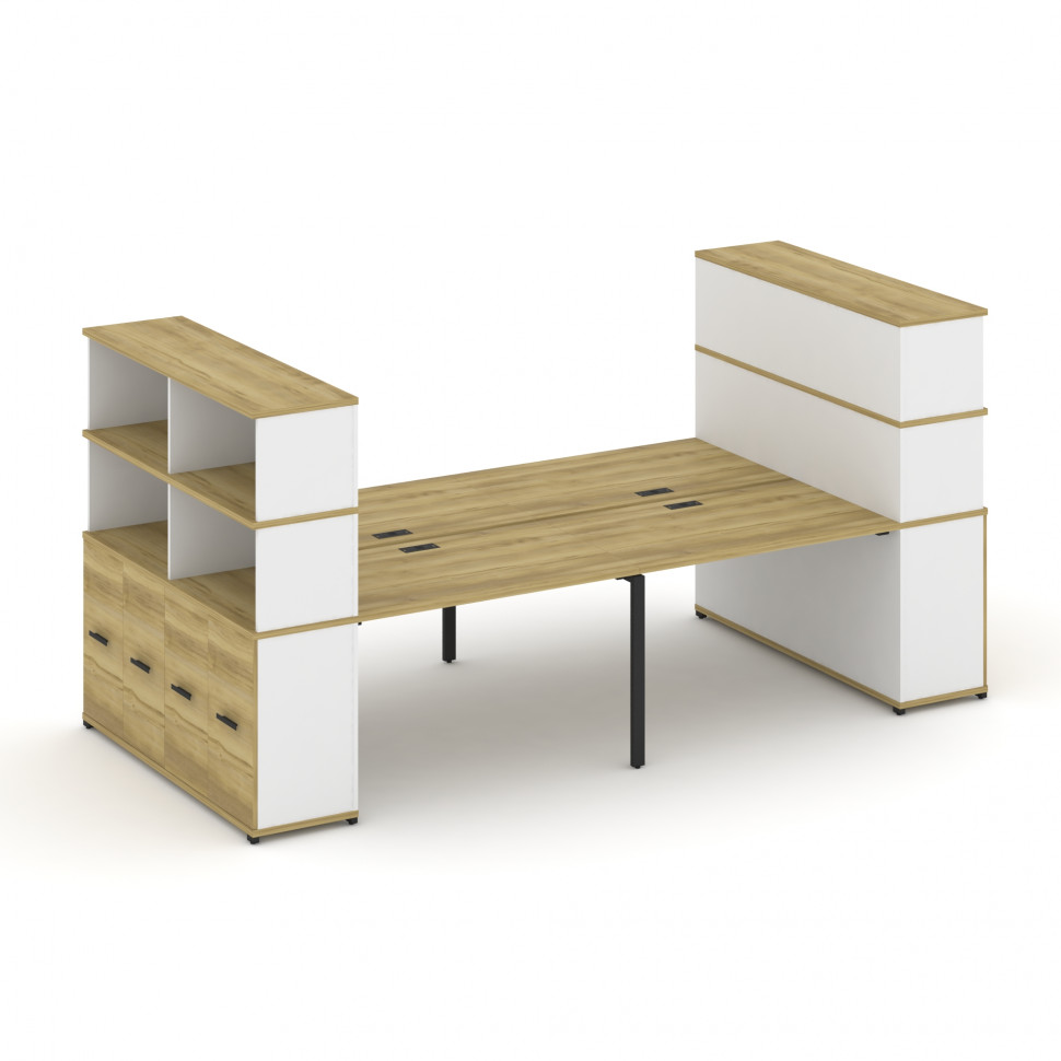 Concept Рабочая станция с опорными распаш. шкафами с надставкой выс. CN.DRS-274 B Дуб Винченцо/Белый Concept Рабочая станция с опорными распаш. шкафами с надставкой выс. CN.DRS-274 B Дуб Винченцо/Белый