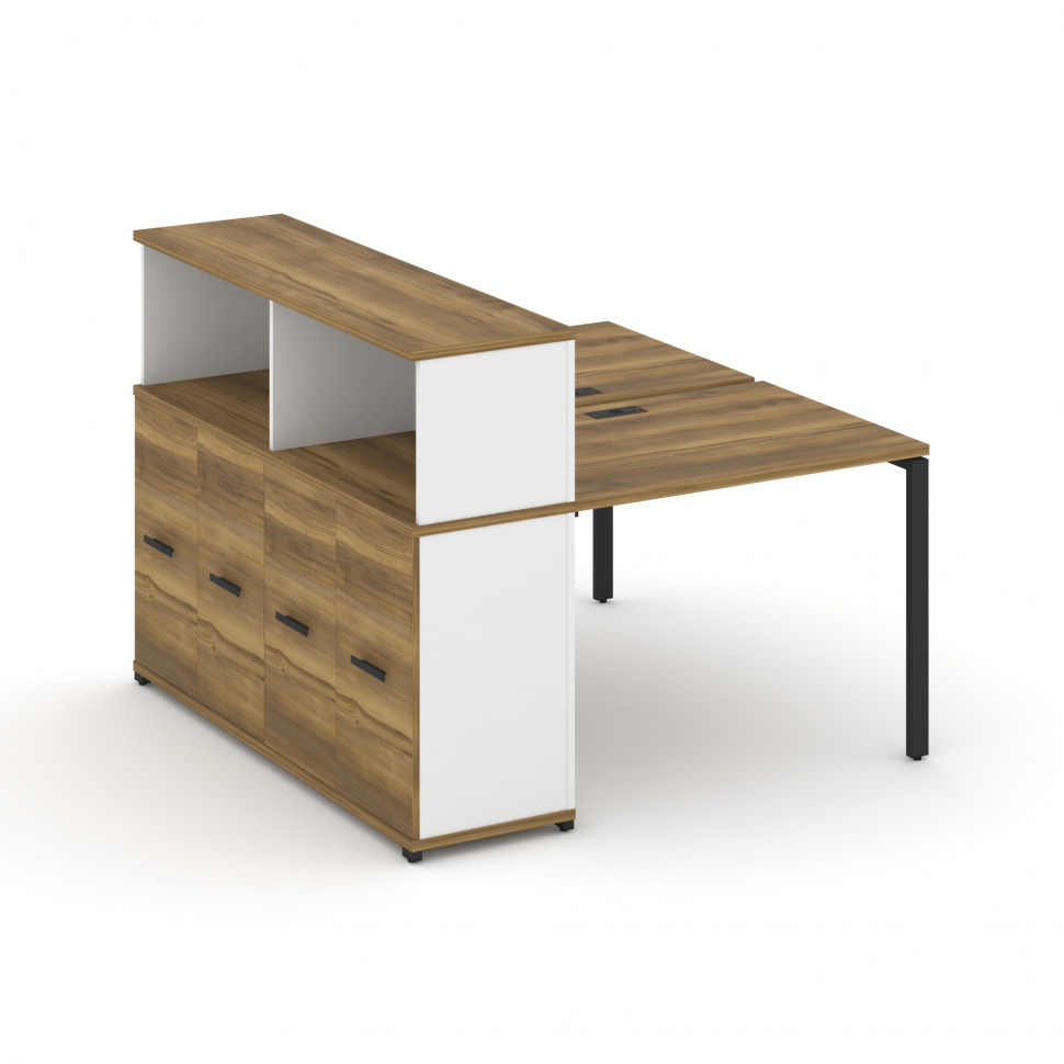 Concept Рабочая станция с опорным распаш. шкафом с надставкой низ. CN.DRS-225 B Сандал Янтарный/Белы