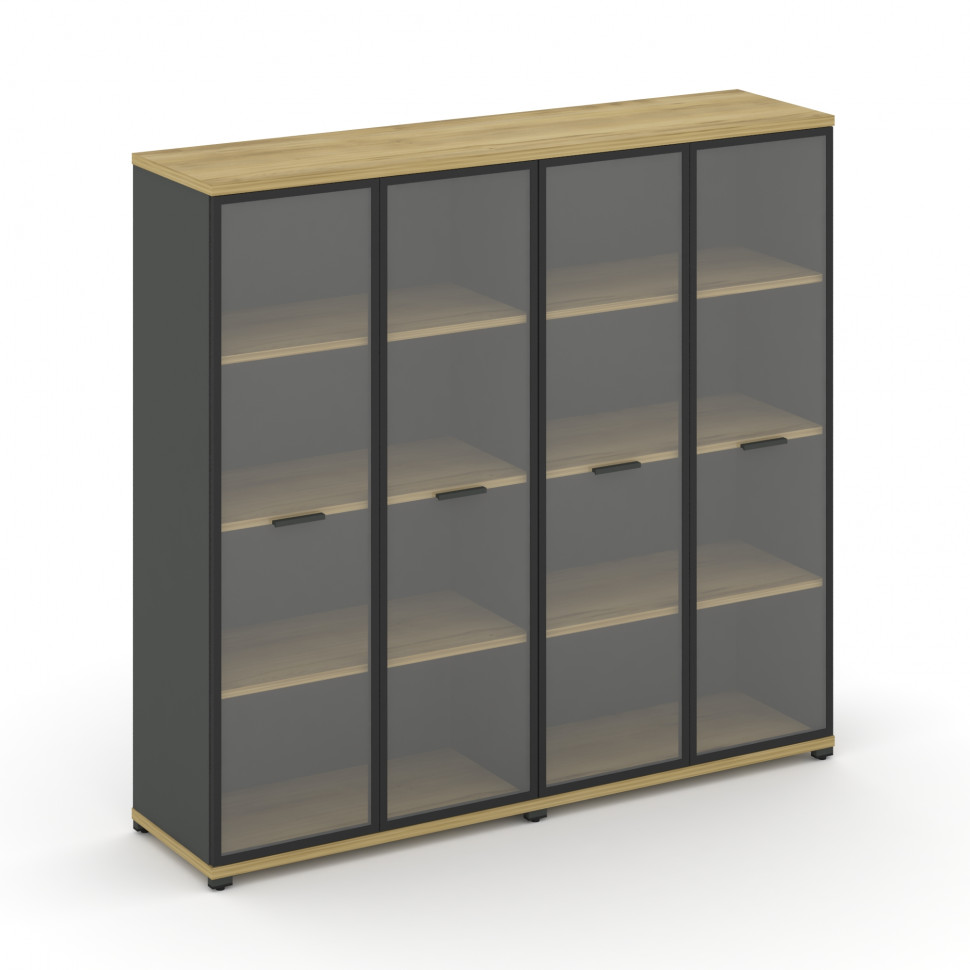 Concept Шкаф 2 широкие секции, 4 ниши CN.STS-426 RPB A Дуб Винченцо/Антрацит/Металл Антрацит/Прозрач