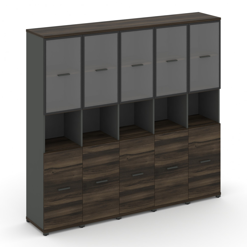 Concept Шкаф 5 узких секции, 5 ниш CN.STU-553 RPB A Дуб Мали/Антрацит/Металл Антрацит/Прозрачный 208