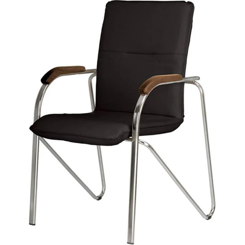 Конференц-кресло 0MX_UA_EChair SAMBA Chrome к/з черный/орех (V-4 1.031)