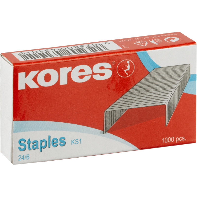 Скобы для степлера №24/6 KORES никелированные (2-30 листов) 1000 шт./уп Скобы для степлера №24/6 KORES никелированные (2-30 листов) 1000 шт./уп