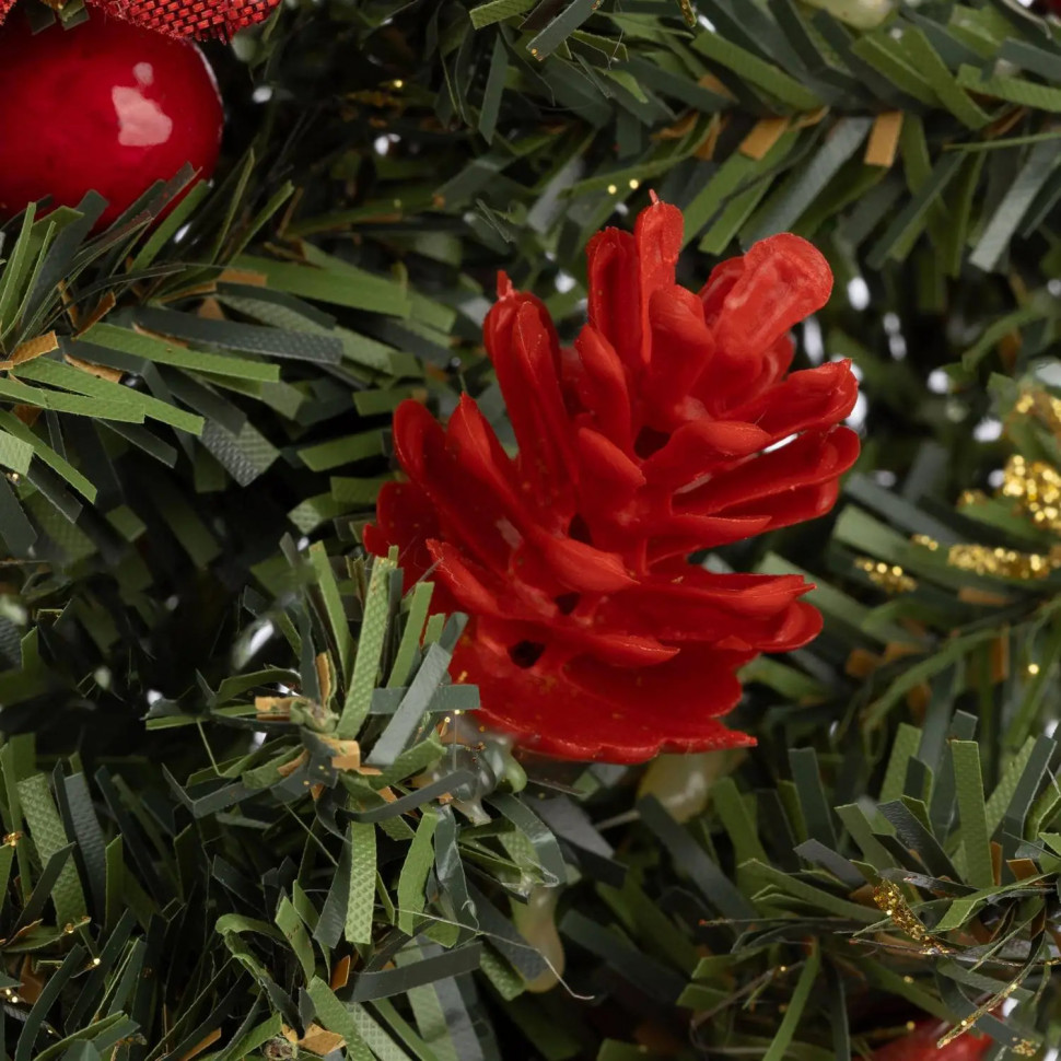 Елка настольная, с декором, красный L12 W12 H20 см 237274